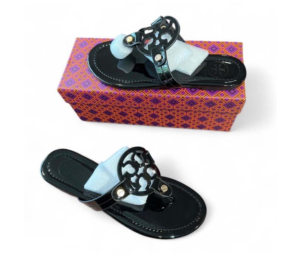 Tory Burch Black Miller Patent Leather Sandals